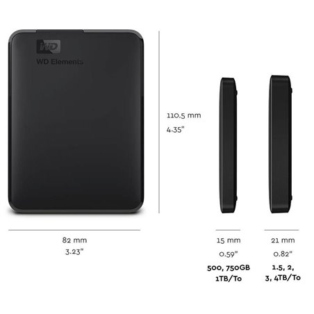 EHDD 4TB WD 2.5" ELEMENTS USB 3.0 BK