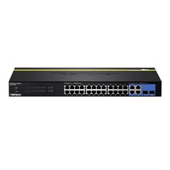 Switch Web Smart 24 porturi 10/100 Mbps, 4 x 2 porturi Gigabit RJ-45/SFP - TRENDnet TEG-424WS