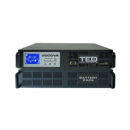 UPS 2000VA / 2000W rackabil 2U + cabinet 2U Online 2 schuko