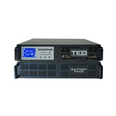 UPS 3000VA / 3000W rackabil 2U + cabinet 2U Online 2 schuko