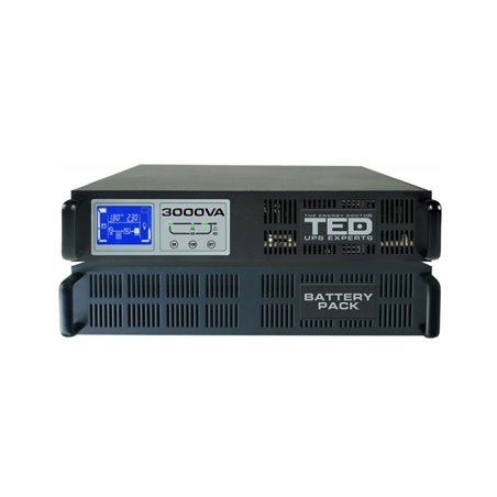 UPS 3000VA / 3000W rackabil 2U + cabinet 2U Online 2 schuko
