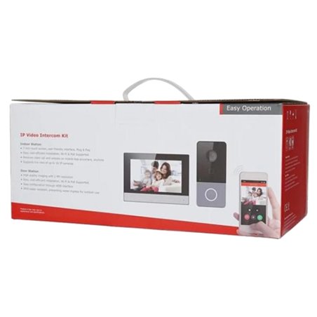 KIT videointerfon TCP/IP pentru 1 familie, monitor TFT LCD 7 inch - HIKVISION DS-KIS603-P