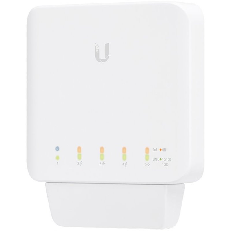 Ubiquiti network switch, 5 RJ45 Gigabit Ethernet ports, 1 PoE input and 4 PoE output links Ubiquiti network switch, 5 RJ45 Gigabit Ethernet ports, 1 PoE input and 4 PoE output links