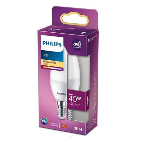 Bec LED Philips B35, tip lumanare/lustra