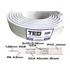 Cablu coaxial 75 ohm RG6 Tri-shield CCS + tresa CCA
