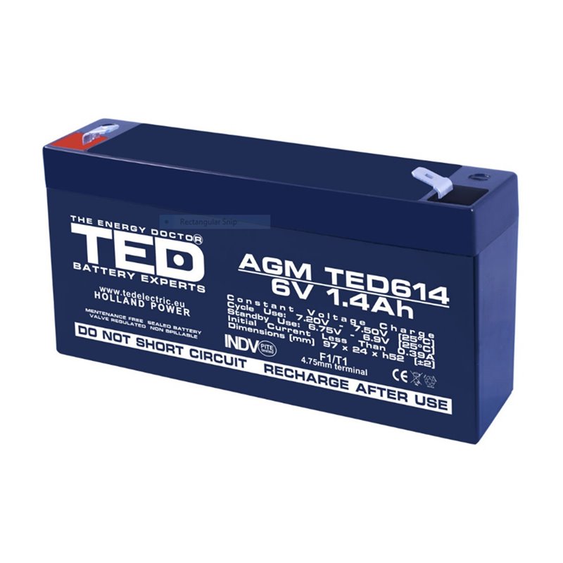 Acumulator AGM TED614F1 6V 1.4Ah Acumulator AGM TED614F1 6V 1.4Ah