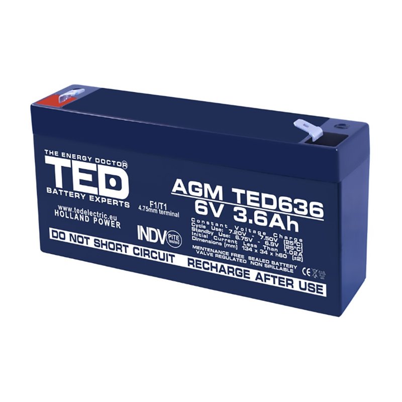 Acumulator AGM TED636F1 6V 3.6Ah Acumulator AGM TED636F1 6V 3.6Ah