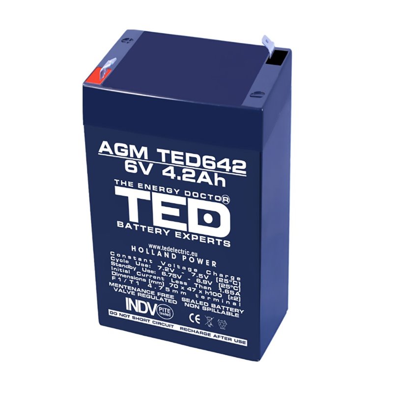 Acumulator AGM TED642F1 6V 4.2Ah Acumulator AGM TED642F1 6V 4.2Ah