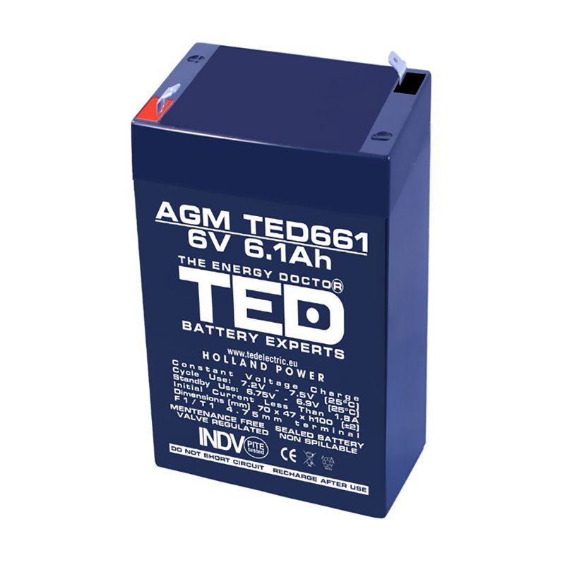 Acumulator AGM TED661F1 6V 6.1Ah Acumulator AGM TED661F1 6V 6.1Ah