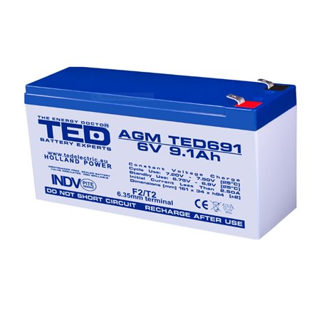 Acumulator AGM TED691F2 6V 9.1Ah