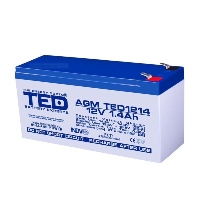 Acumulator AGM TED1214F1 12V 1.4Ah Acumulator AGM TED1214F1 12V 1.4Ah