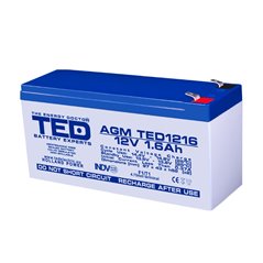 TEDBATERIE AGM TED1216F1 12V 1.6Ah