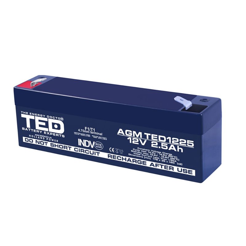 Acumulator AGM TED1225F1 12V 2.5Ah Acumulator AGM TED1225F1 12V 2.5Ah