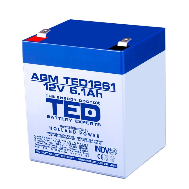 Acumulator AGM TED1261F2 12V 6.1Ah Acumulator AGM TED1261F2 12V 6.1Ah
