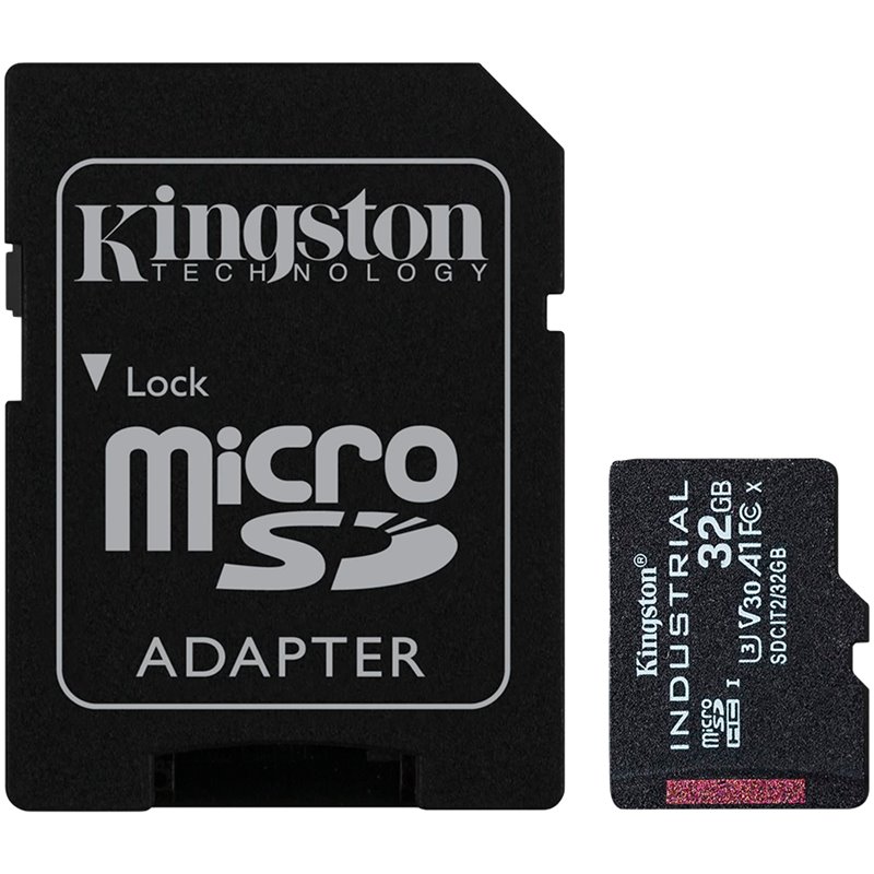 Kingston 32GB microSDHC Industrial C10 A1 pSLC Card + SD Adapter Kingston 32GB microSDHC Industrial C10 A1 pSLC Card + SD Adapter