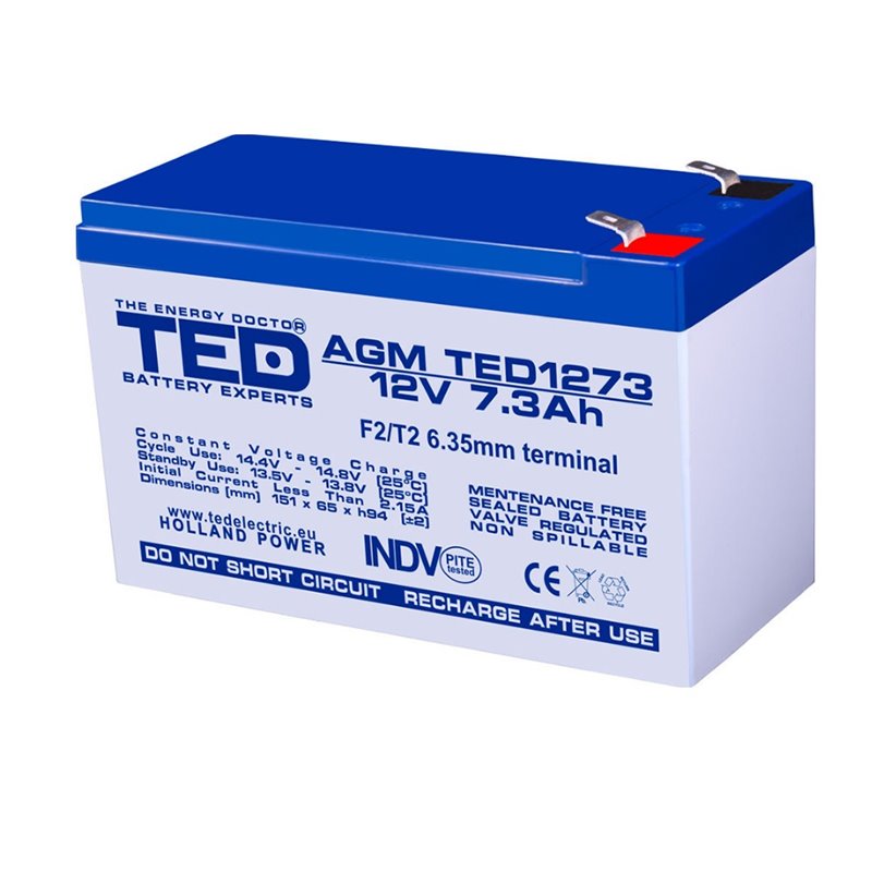 Acumulator AGM TED1273F2 12V 7.3Ah Acumulator AGM TED1273F2 12V 7.3Ah