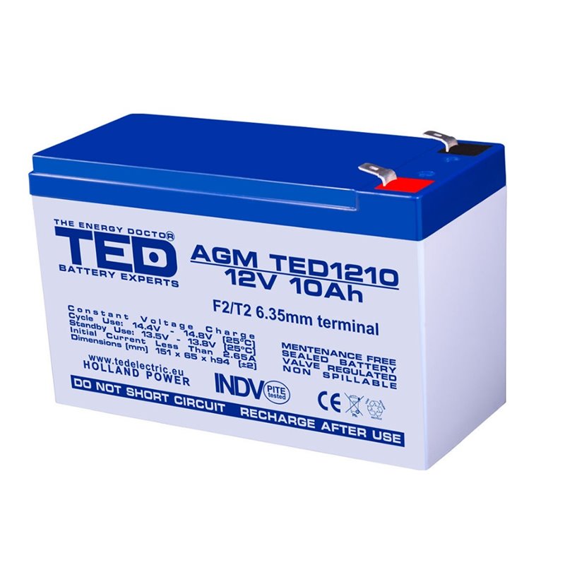 Acumulator AGM TD1210F2 12V 10Ah F2 Acumulator AGM TD1210F2 12V 10Ah F2