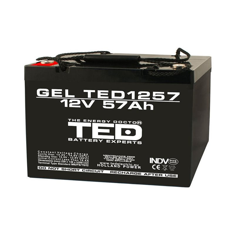 BATERIE GEL TED1257M6 12V 57Ah BATERIE GEL TED1257M6 12V 57Ah