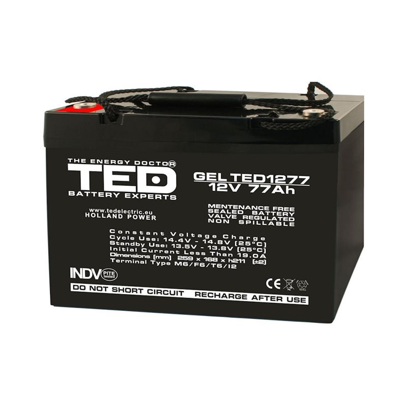 BATERIE GEL TED1277M6 12V 77Ah BATERIE GEL TED1277M6 12V 77Ah