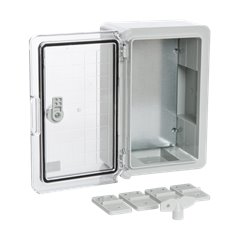Cutie distributie IP65 din ABS gri, usa transparenta, placa metalica, 400x500x240 mm PP3017