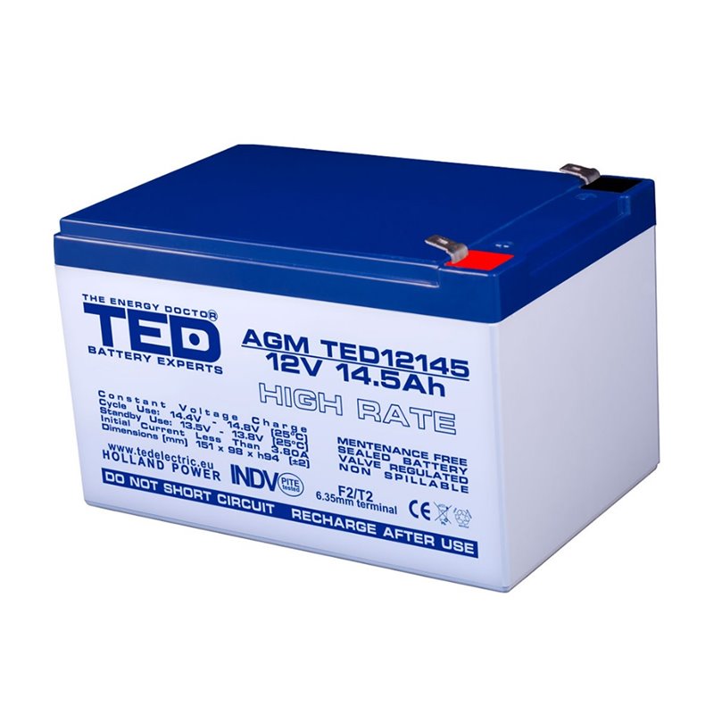 Acumulator AGM TED12145HRF2 12V 14.5Ah HIGH RATE Acumulator AGM TED12145HRF2 12V 14.5Ah HIGH RATE