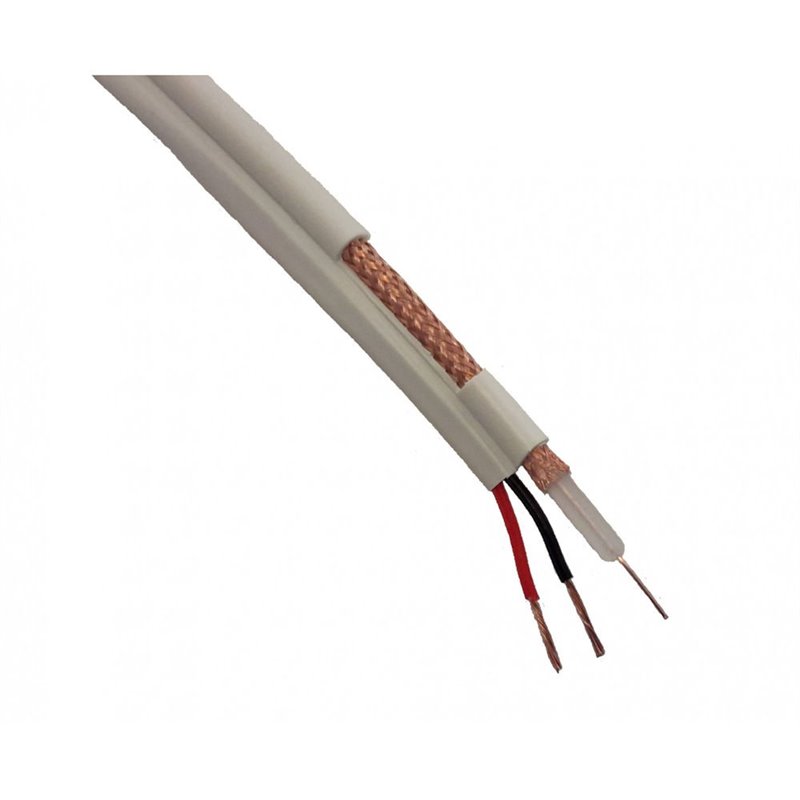Cablu coaxial cu alimentare 75 ohm RG59 cupru Cablu coaxial cu alimentare 75 ohm RG59 cupru