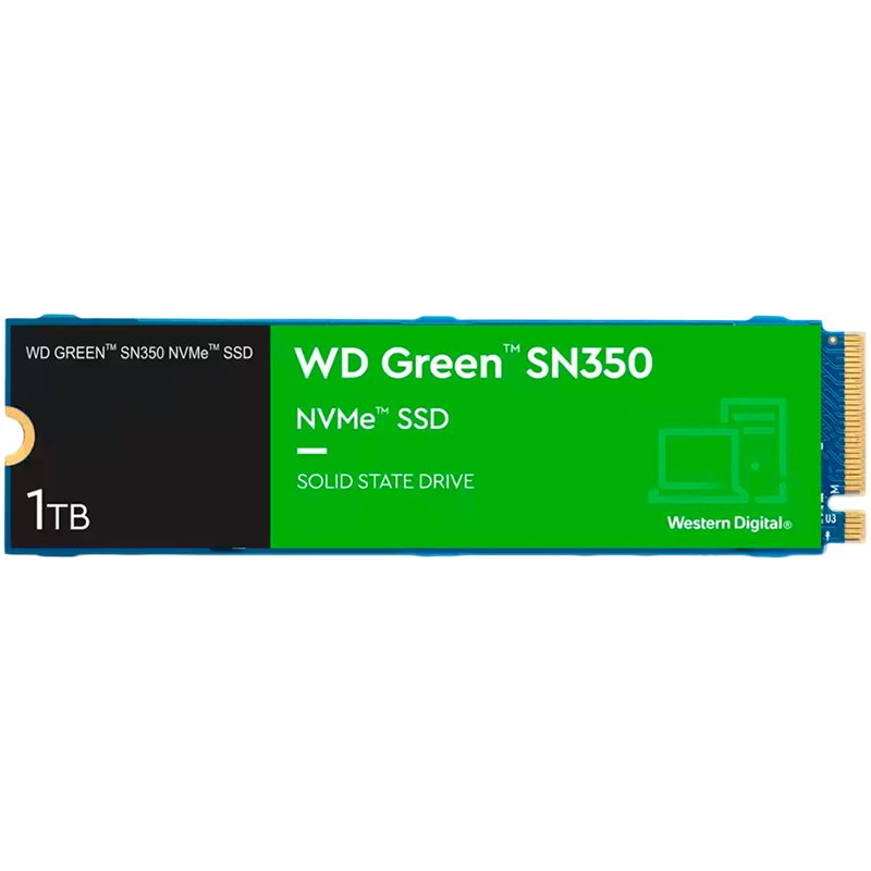 SSD WD Green SN350 1TB M.2 2280 PCIe Gen3 x3 NVMe QLC, Read/Write: 3200/2500 MBps, IOPS 300K/400K, TBW: 100 SSD WD Green SN350 1TB M.2 2280 PCIe Gen3 x3 NVMe QLC, Read/Write: 3200/2500 MBps, IOPS 300K/400K, TBW: 100