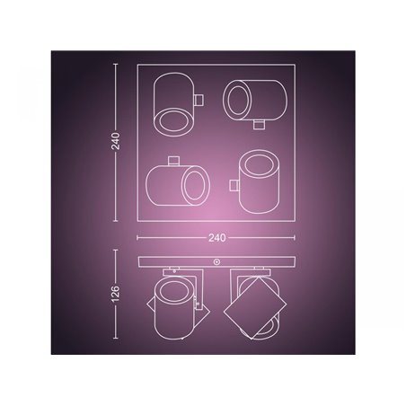 Argenta plate/spiral white 4x5.7W 240V
