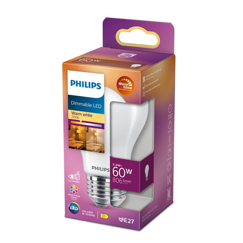 Bec LED Philips Classic A60, putere regl