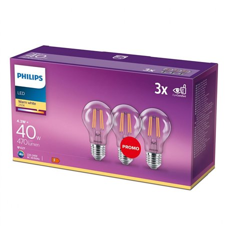 Pachet 3 becuri LED vintage Philips Clas