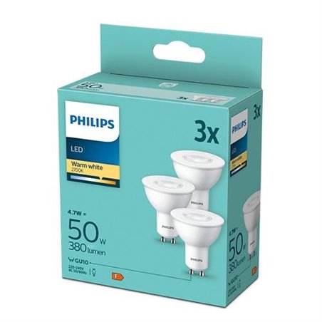 Pachet 3 becuri LED Philips, GU10, 4.7W