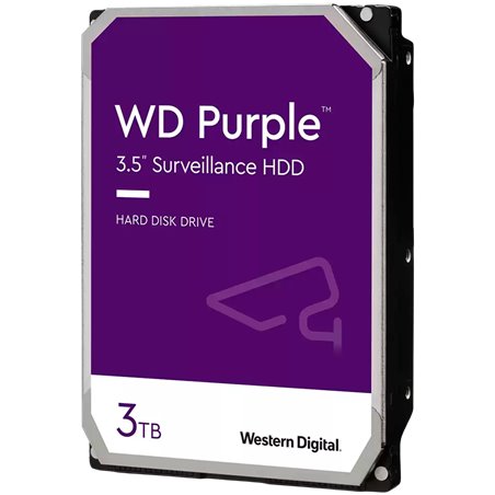 HDD Video Surveillance WD Purple 3TB CMR (3.5'', 64MB, 5400 RPM, SATA 6Gbps, 180TB/year)