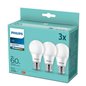 Pachet 3 becuri LED Philips, A60, E27, 8