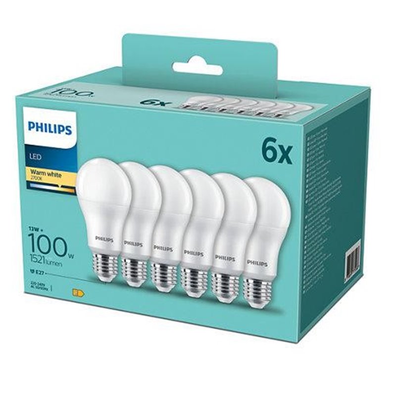 SET 6XBEC LED PHILIPS E27 A67 13W (100W)