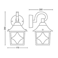 CAMBRIDGE wall lantern BlackBrush 1x60W