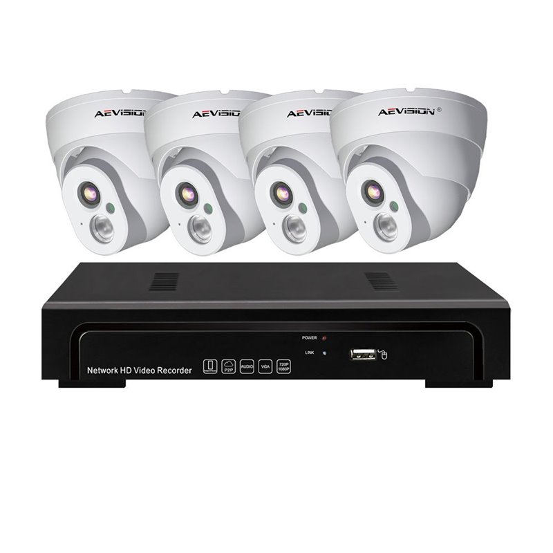 Sistem supraveghere video IP PoE 4 camere dome 1080P Aevision Sistem supraveghere video IP PoE 4 camere dome 1080P Aevision