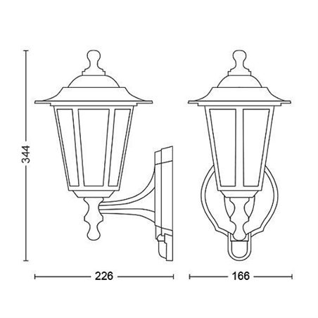 PEKING wall lantern black 1x60W 230V