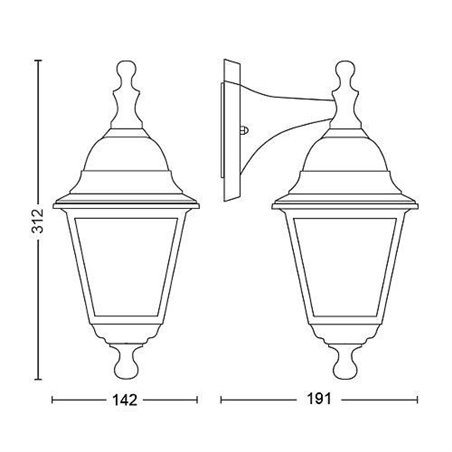 LIMA wall lantern black 1x60W 230V
