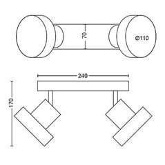 BUKKO plate/spiral black 2x4.3W 24V