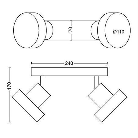 BUKKO plate/spiral black 2x4.3W 24V