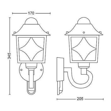CAMBRIDGE wall lantern BlackBrush 1x60W