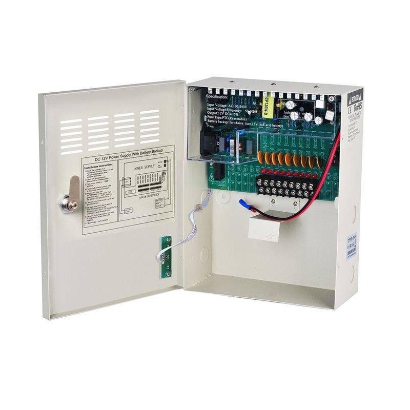Sursa alimentare 12V / 10A cu 9 iesiri cu back-up