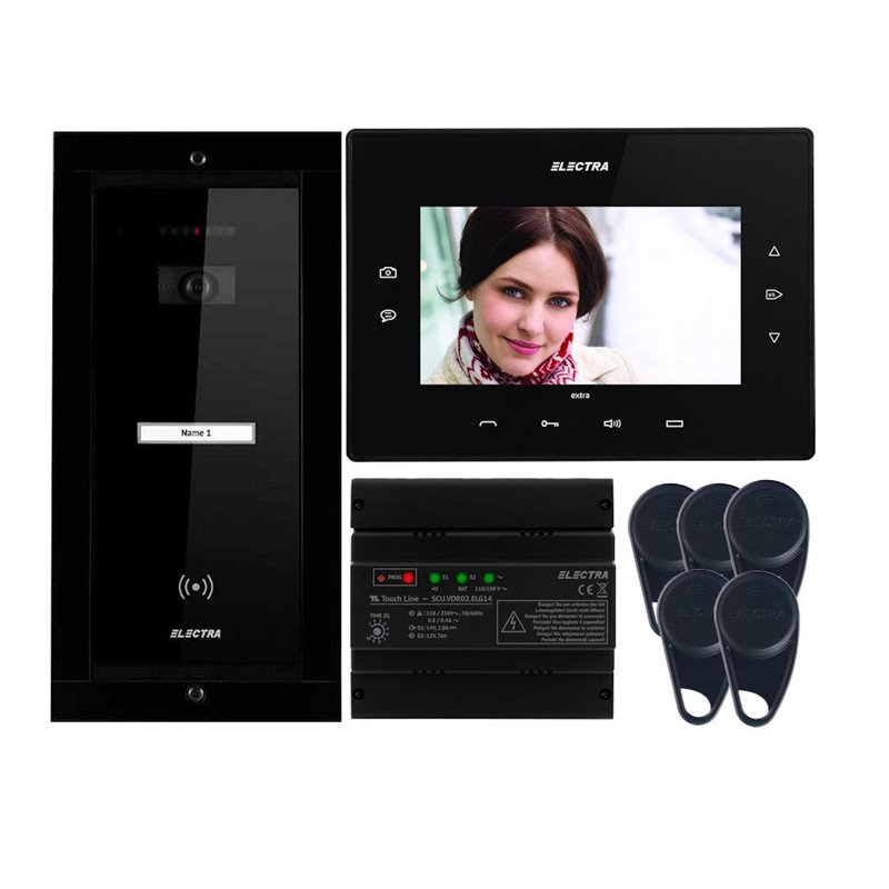 Videointerfon Electra Extra 7” pentru o familie montaj incastrat - negru