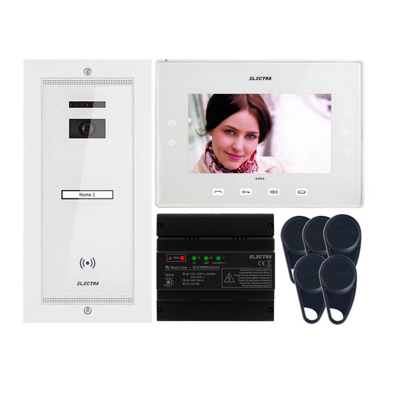 Videointerfon Electra Extra 7” pentru o familie montaj incastrat - alb Videointerfon Electra Extra 7” pentru o familie montaj incastrat - alb