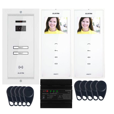 Videointerfon Electra Smart+  3.5” pentru 2 familii montaj incastrat - alb
