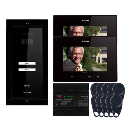 Videointerfon Electra Smart+  7” pentru 2 familii montaj incastrat - negru