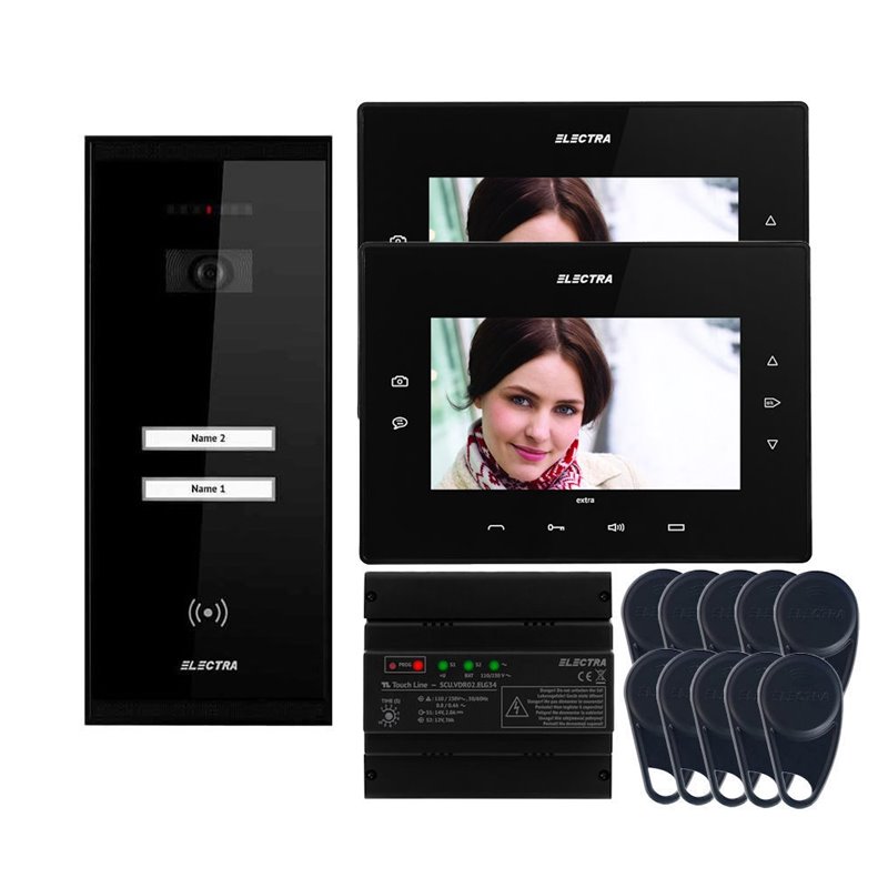 Videointerfon Electra Extra 7” pentru 2 familii montaj aparent Videointerfon Electra Extra 7” pentru 2 familii montaj aparent