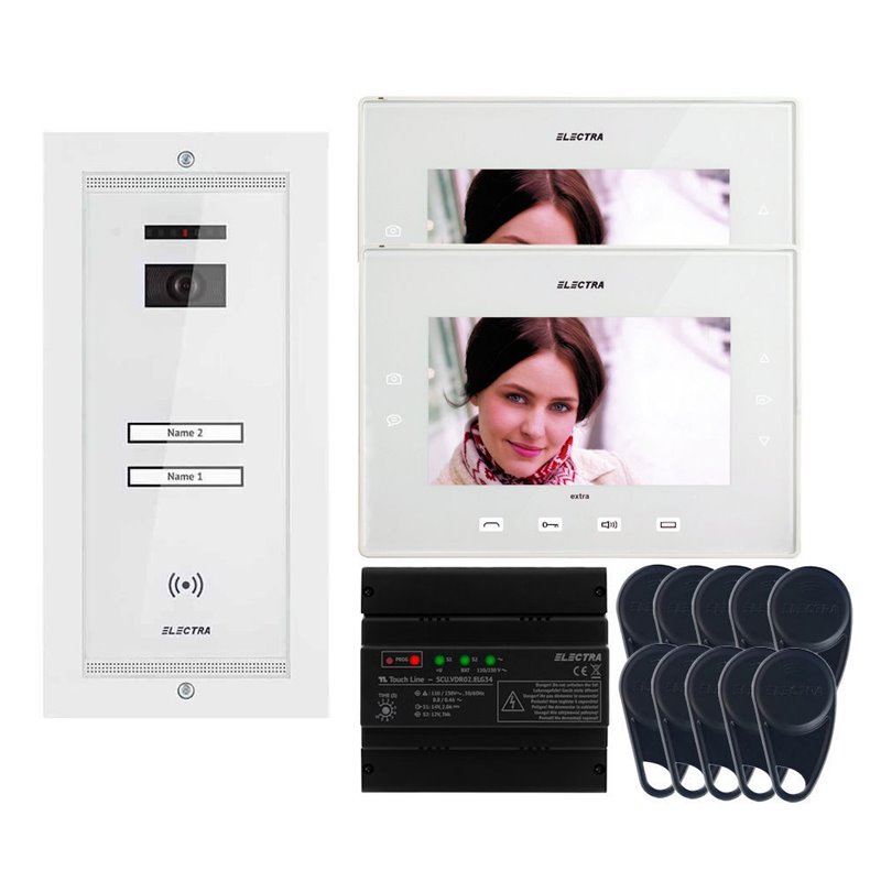 Videointerfon Electra Extra 7” pentru 2 familii montaj incastrat - alb Videointerfon Electra Extra 7” pentru 2 familii montaj incastrat - alb