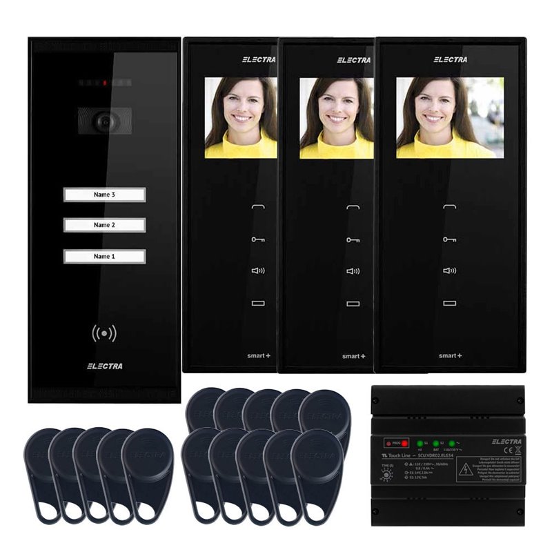 Videointerfon Electra Smart+ 3.5” pentru 3 familii montaj aparent Videointerfon Electra Smart+ 3.5” pentru 3 familii montaj aparent