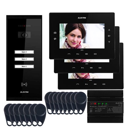 Videointerfon Electra Extra 7” pentru 3 familii montaj aparent